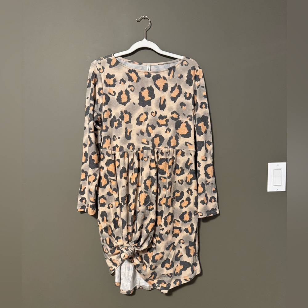 Leopard Print Emerald Midi Dress Size S